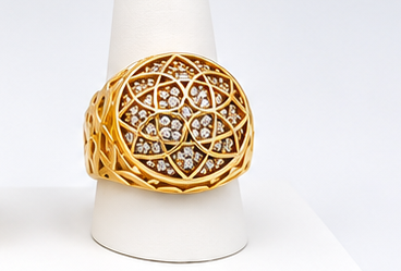 Anillo de Caballero "Roseta" en oro 10k