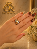 Anillo de dama "Dos colores" en oro 10k