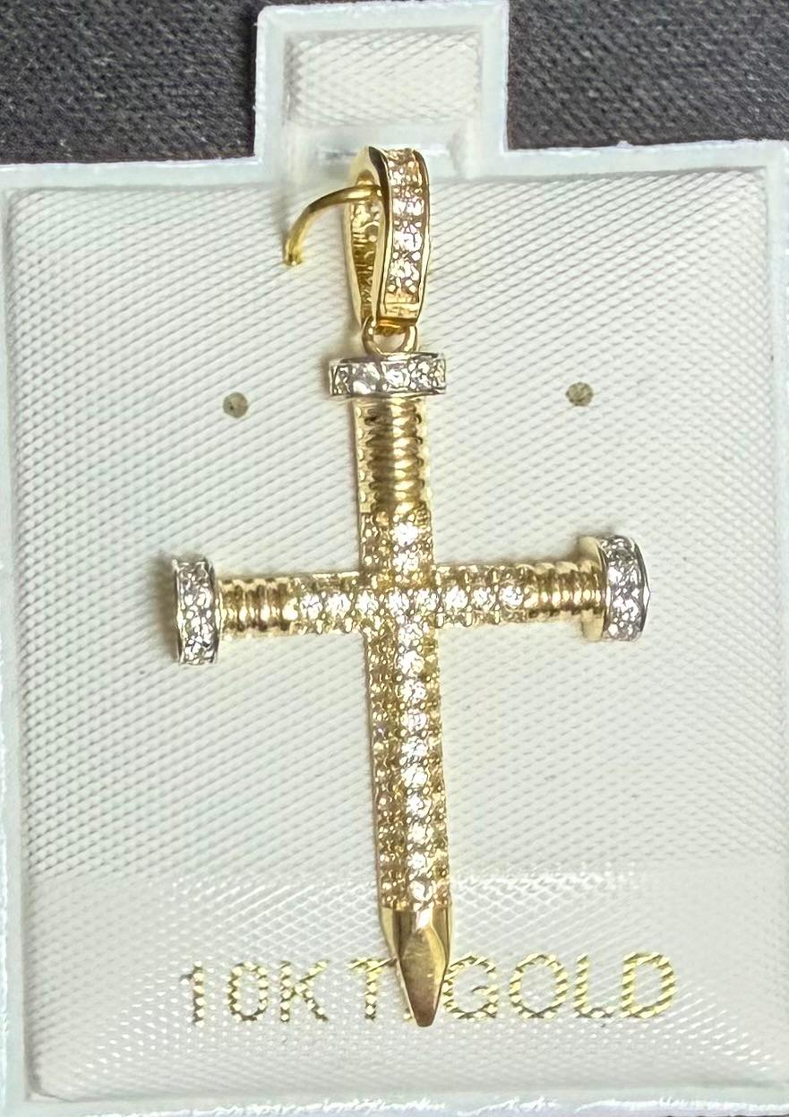 Dije de "Cruz con piedras" en oro 10k